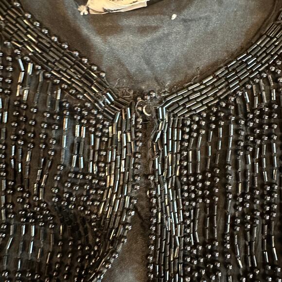 VTG SCALA Paris Milan Los Angeles Beaded Silk Jacket Size M Luxe Elegant 90s Alt - Picture 7 of 12